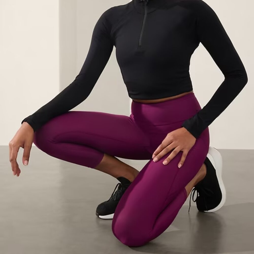 Athleta Wild Plum Interval Stash High Rise 7/8 Legging